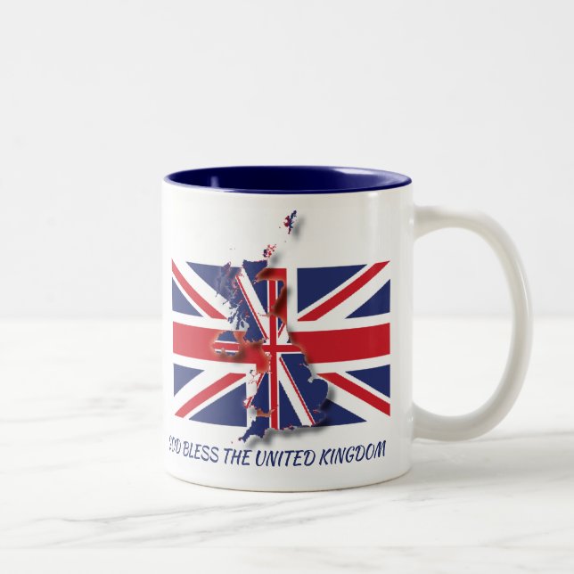 UK UNION JACK FLAG Scripture Custom Text Patriotic Two-Tone Coffee Mug (Right)