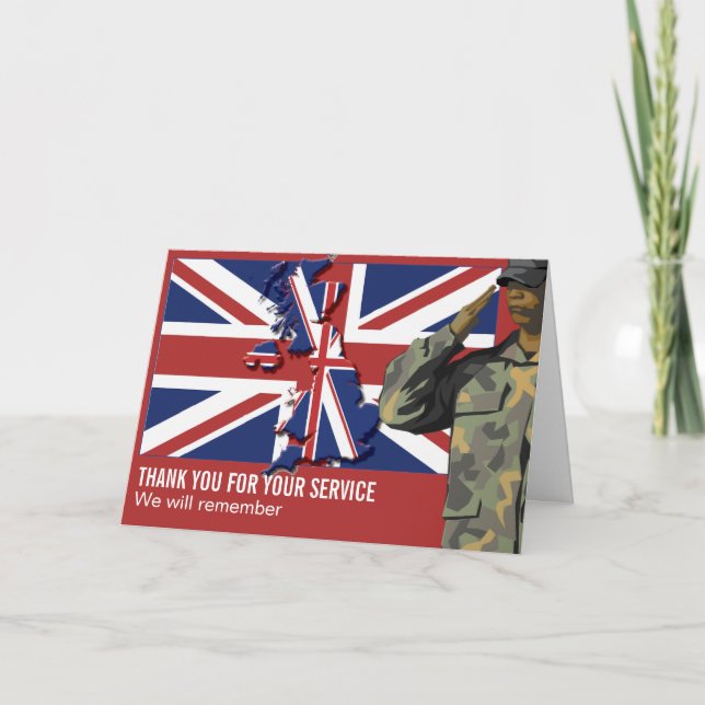 UK Union Jack REMEMBRANCE DAY Armed Forces Card (Front)