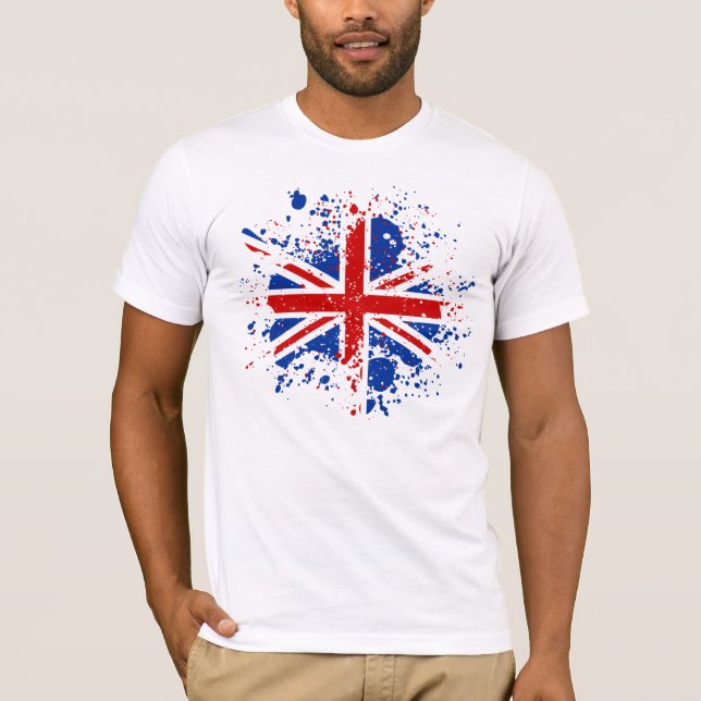 UK Union Jack Splash Colours Flag T-Shirt (Front)