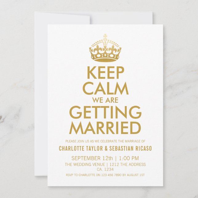 UK Union Jack Wedding Britain Gold Crown Announcement (Front)