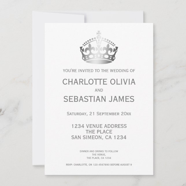 UK Union Jack Wedding Britain Silver Crown Announcement (Front)