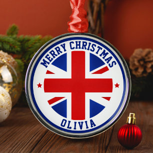 UK United Kingdom Flag London British Britain Metal Ornament