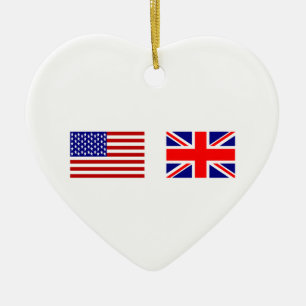 UK & USA Flags Side by Side Ceramic Ornament