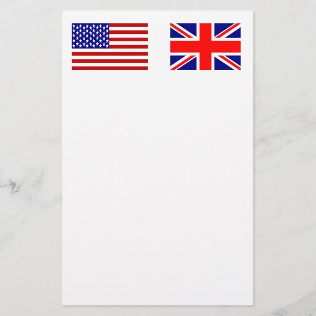 UK & USA Flags Side by Side Stationery (Front)