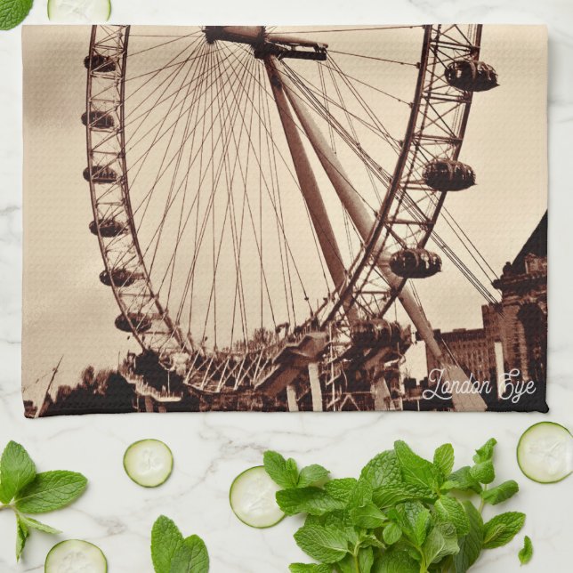 (UK) Vintage London Eye Kitchen Towel (Folded)