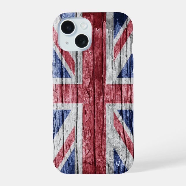 UK wood flag iPhone 15 Case (Back)