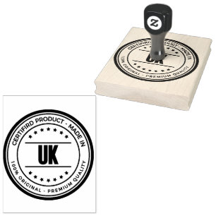 UK Word Logo Printed Vertical Majestic Violet Ink Rubber Stamp