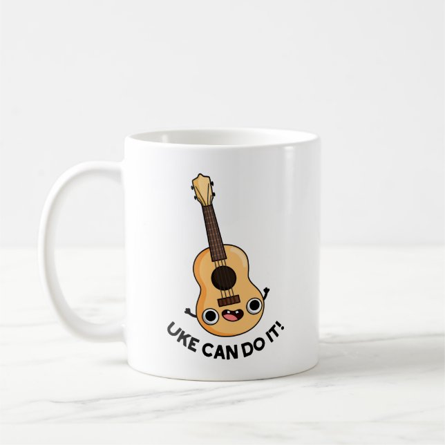 Uke Can Do It Funny Positive Ukelele Pun  Coffee Mug (Left)