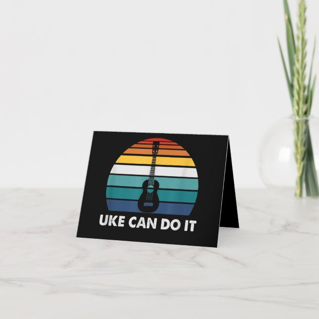 Uke Can Do It Funny Ukulele Player Guitar Gift Thank You Card (Front)