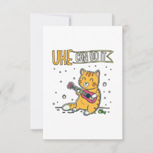 UKE Can Do It Ukulele Ukelele Cat Guitar Music Thank You Card