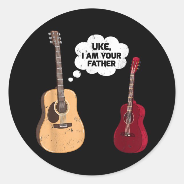 Uke I Am Your Father Funny Ukulele Guitar Music  Classic Round Sticker (Front)