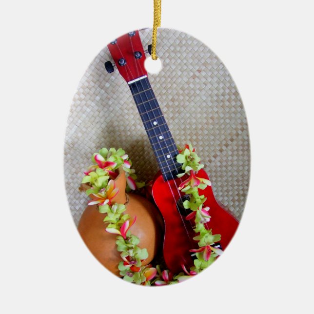 Uke, Lei and Ipu Ceramic Ornament (Front)