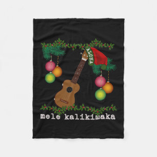 Uke Mele Kalikimaka Ukulele Christmas Songs Aloha  Fleece Blanket