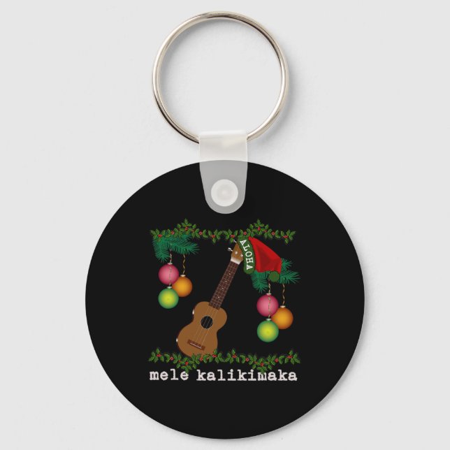 Uke Mele Kalikimaka Ukulele Christmas Songs Aloha  Keychain (Front)