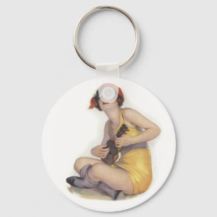Uke Playing Flapper Keychain