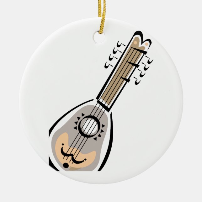 Ukelele, eight string, graphic image design ceramic ornament (Front)