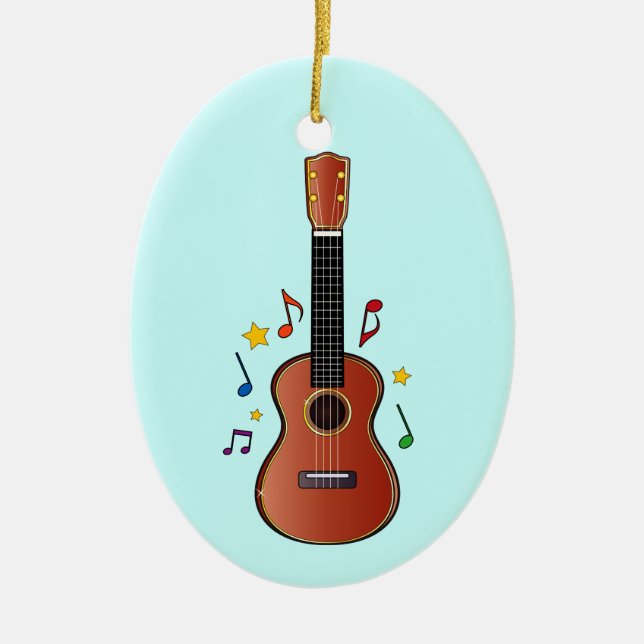 Ukelele on Blue! Ceramic Ornament (Front)