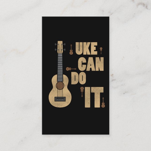 Ukelele Pun Uke Can Do It Funny Player Hawaiian Business Card (Front)