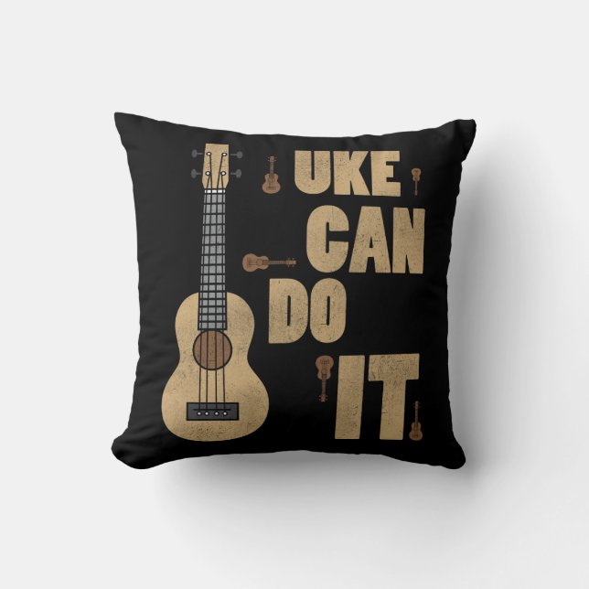 Ukelele Pun Uke Can Do It Funny Player Hawaiian Throw Pillow (Front)