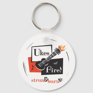 Ukes of Fire! Keychain - white