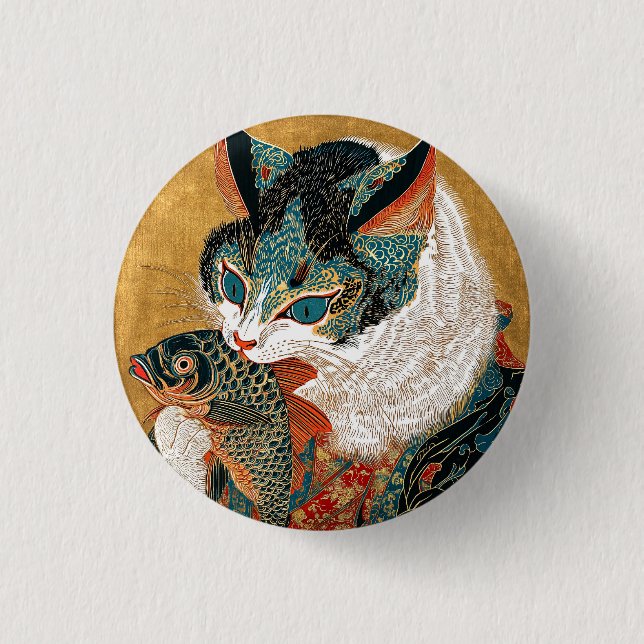 Ukiyo-e Cat | Japanese Art 1 Inch Round Button (Front)