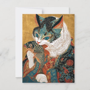 Ukiyo-e Cat Japanese Art Postcard