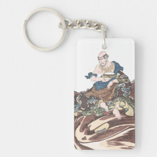 Ukiyo-e Immortal Buddhist Monk on a Toads Head Keychain