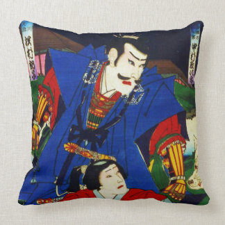 Ukiyo-e Old Japanese Painting Of A Samurai Throw Pillow