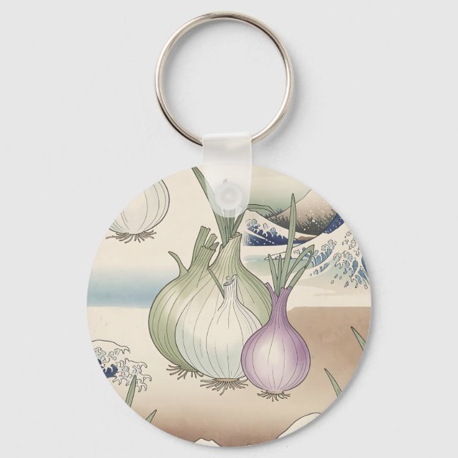 Ukiyo-e Onion Wave Pattern Keychain (Front)