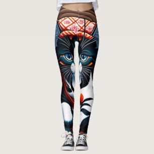 Ukiyo-e Punk city KIMONO Cats Leggings-THE  其の弐 レギ Leggings