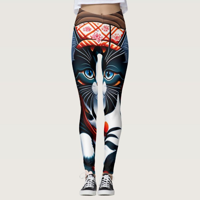 Ukiyo-e Punk city KIMONO Cats Leggings-THE  其の弐 レギ Leggings (Front)