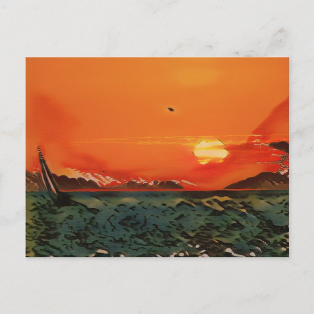 Ukiyo-e sailboat postcard (Front)