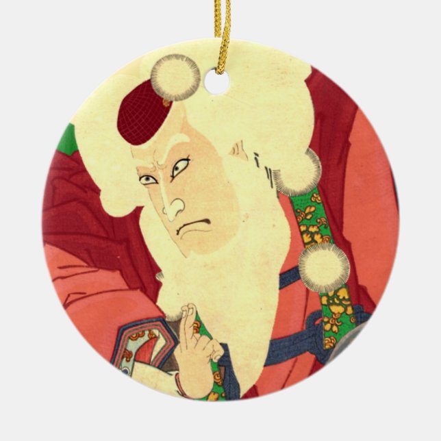 Ukiyo-e Santa Claus Ceramic Ornament (Front)