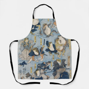 Ukiyo-e Warrior Frogs Antique Japanese Artwork Apron