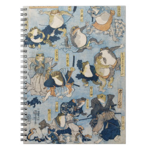 Ukiyo-e Warrior Frogs Antique Japanese Artwork Notebook