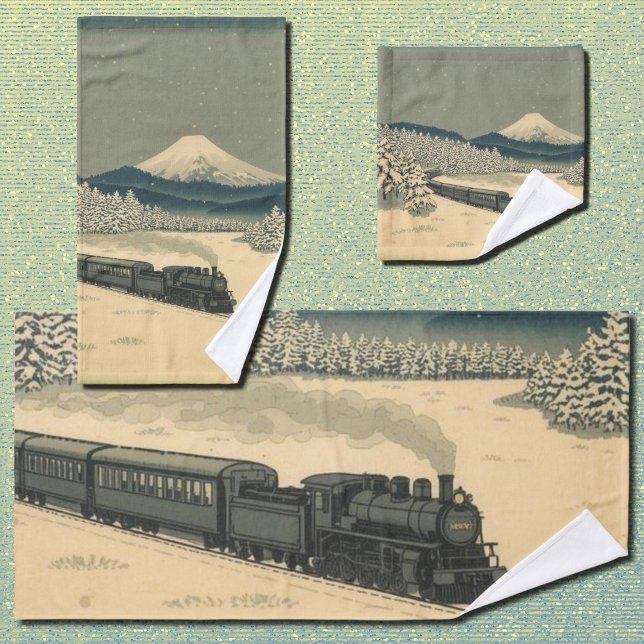 Ukiyo-e Winter Train Bath Towel Set (Creator Uploaded)