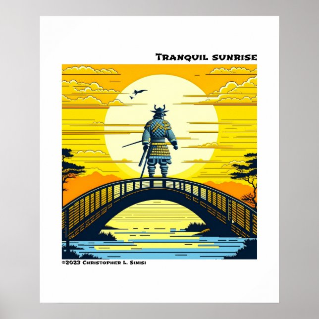 Ukiyo-e yellow and black woodblock nature poster (Front)