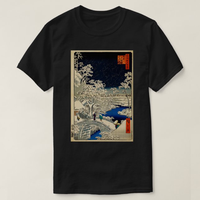 Ukiyoe Ando Hiroshige Yuhi Hill and the Drum Bridg T-Shirt (Design Front)