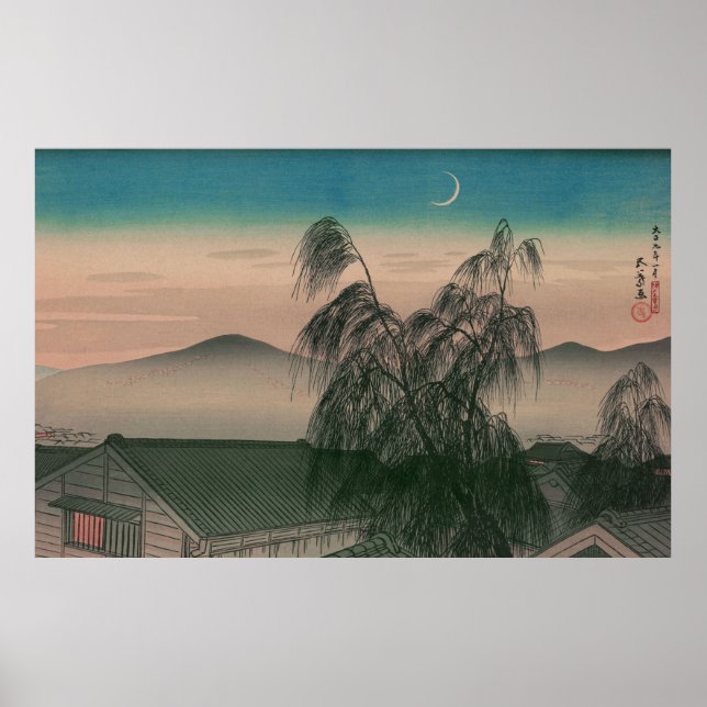 Ukiyoe [Goyo] Evening moon (XL) Poster (Front)