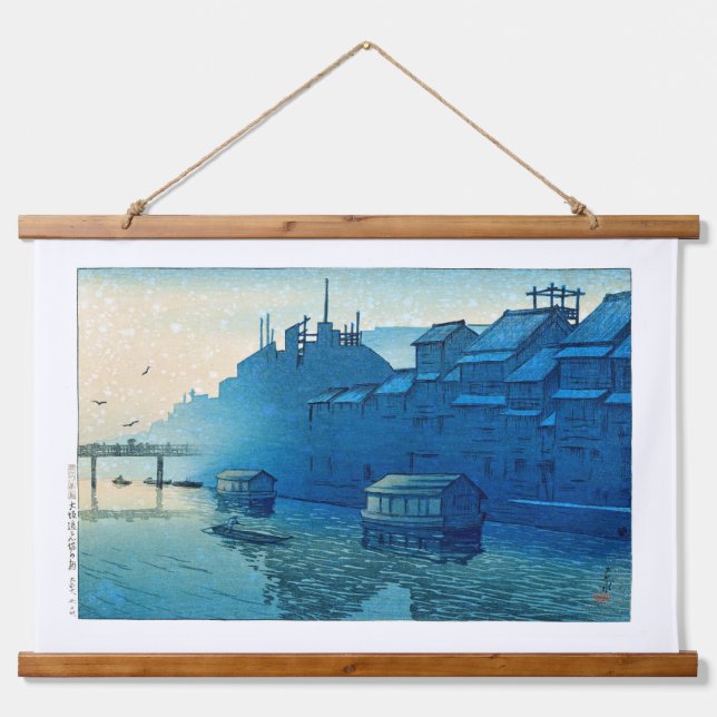 ukiyoe [hasui] C29 Morning at Dotonbori, Osaka Hanging Tapestry (Front)