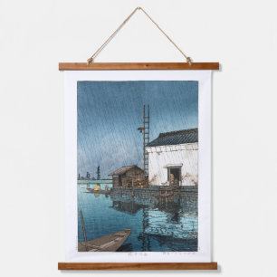 ukiyoe - hasui - m02 - Ushibori in rain -  Hanging Tapestry