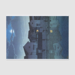 ukiyoe hasui n07 Matsue, Izumo (hazy moon) Tissue Paper