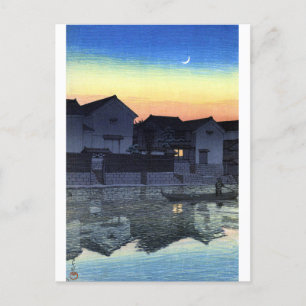 ukiyoe hasui n08 Matsue, Izumo (Crescent moon) Postcard