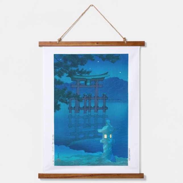 ukiyoe - hasui - No.10 Starry Night (Miyagima) - Hanging Tapestry (Front)