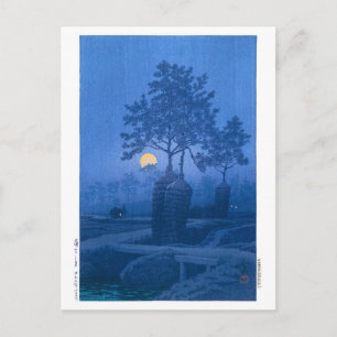 ukiyoe - hasui - No.20 Moonlit Night at Gamo - Postcard