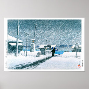 ukiyoe - hasui - No.3  Snow at Tsukishima - Poster