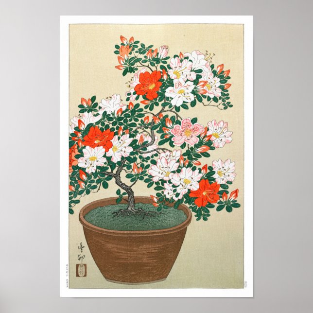 Ukiyoe [Koson] Azalea in Pot (XS) Poster (Front)