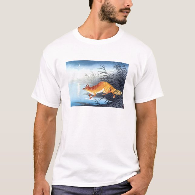 Ukiyoe [Koson] Fox by the Moonlit Water  T-Shirt (Front)