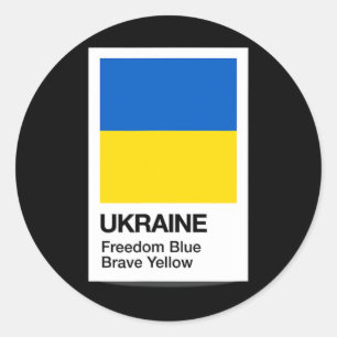 Ukraine 2023 Ukrainian Flag Colors Freedom Blue Br Classic Round Sticker