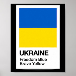 Ukraine 2023 Ukrainian Flag Colors Freedom Blue Br Poster